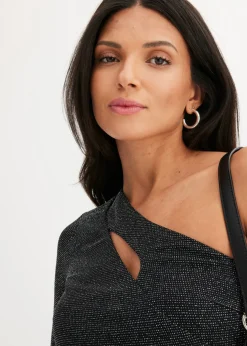 bonprix bonprix Vestido corto con corte entallado Negro-plata Outlet