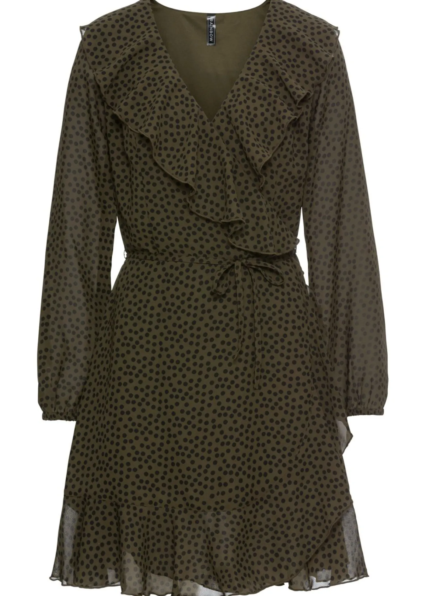 bonprix bonprix Vestido corto con efecto cruzado oliva / negro topos Sale