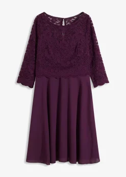 bonprix bonprix Vestido corto con encaje púrpura oscuro Online