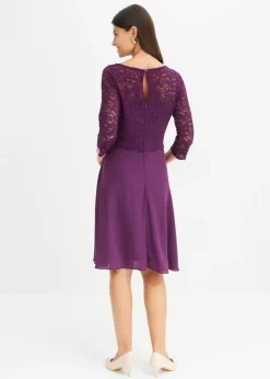 bonprix bonprix Vestido corto con encaje púrpura oscuro Online