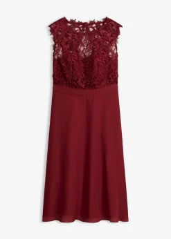 bonprix bonprix Vestido corto con encaje Rojo rubí Clearance