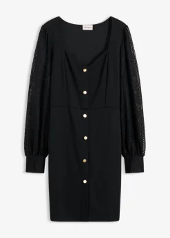 bonprix bonprix Vestido corto con escote pronunciado Negro New