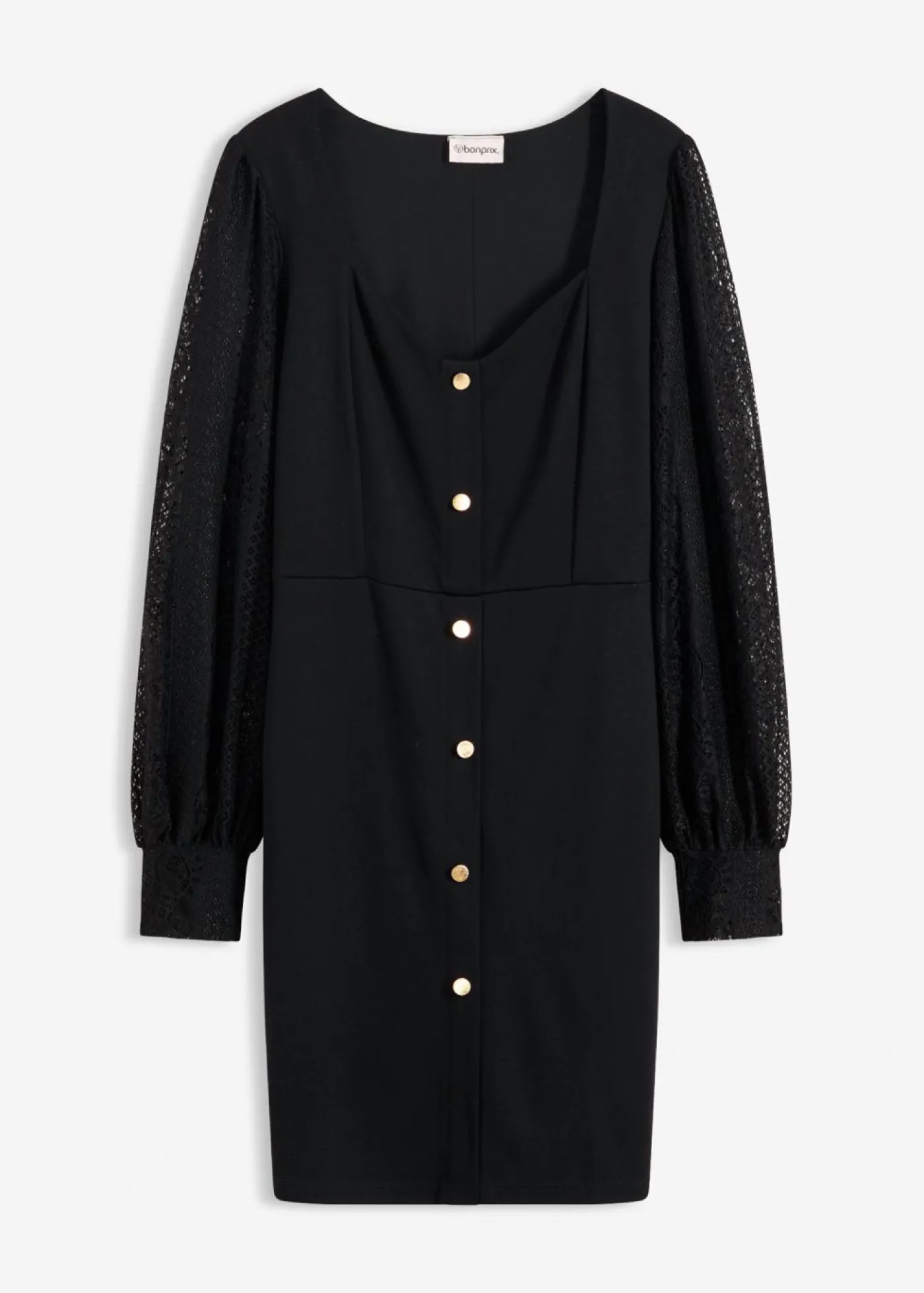bonprix bonprix Vestido corto con escote pronunciado Negro New