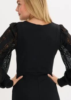 bonprix bonprix Vestido corto con escote pronunciado Negro New