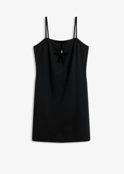 bonprix bonprix Vestido corto con lazos de terciopelo Negro Discount
