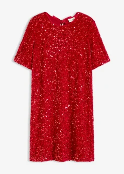 bonprix bonprix Vestido corto con lentejuelas rojo cayena