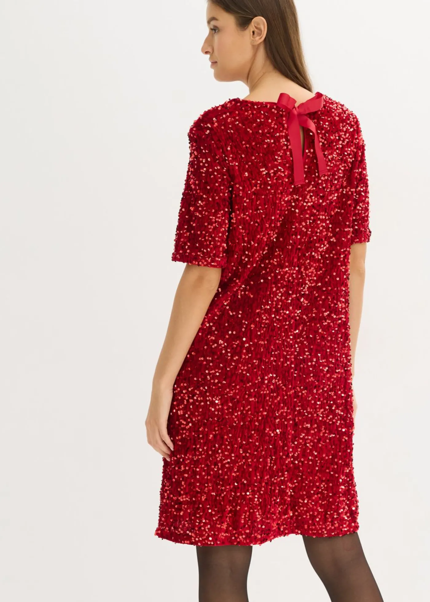 bonprix bonprix Vestido corto con lentejuelas rojo cayena