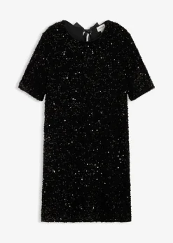 bonprix bonprix Vestido corto con lentejuelas Negro Hot