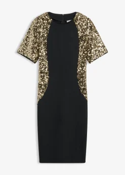 bonprix bonprix Vestido corto con lentejuelas Negro Outlet