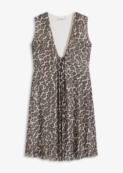 bonprix bonprix Vestido corto con malla estampado leo negro-marrón Clearance