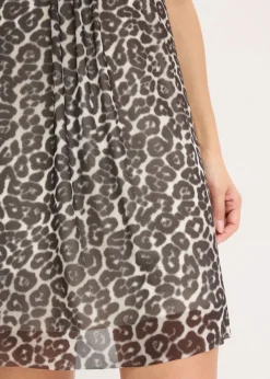 bonprix bonprix Vestido corto con malla estampado leo negro-marrón Clearance