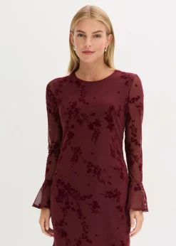 bonprix bonprix Vestido corto con malla rojo avellana