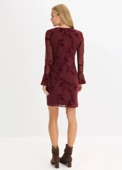 bonprix bonprix Vestido corto con malla rojo avellana