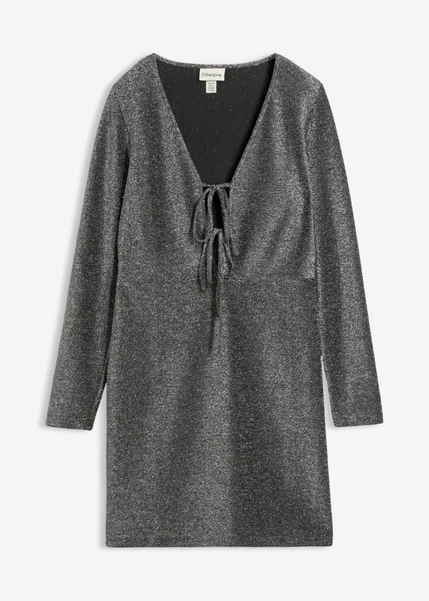 bonprix bonprix Vestido corto con material brillante y detalle de lazo Negro-plata Discount