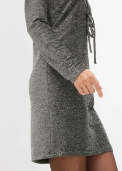 bonprix bonprix Vestido corto con material brillante y detalle de lazo Negro-plata Discount