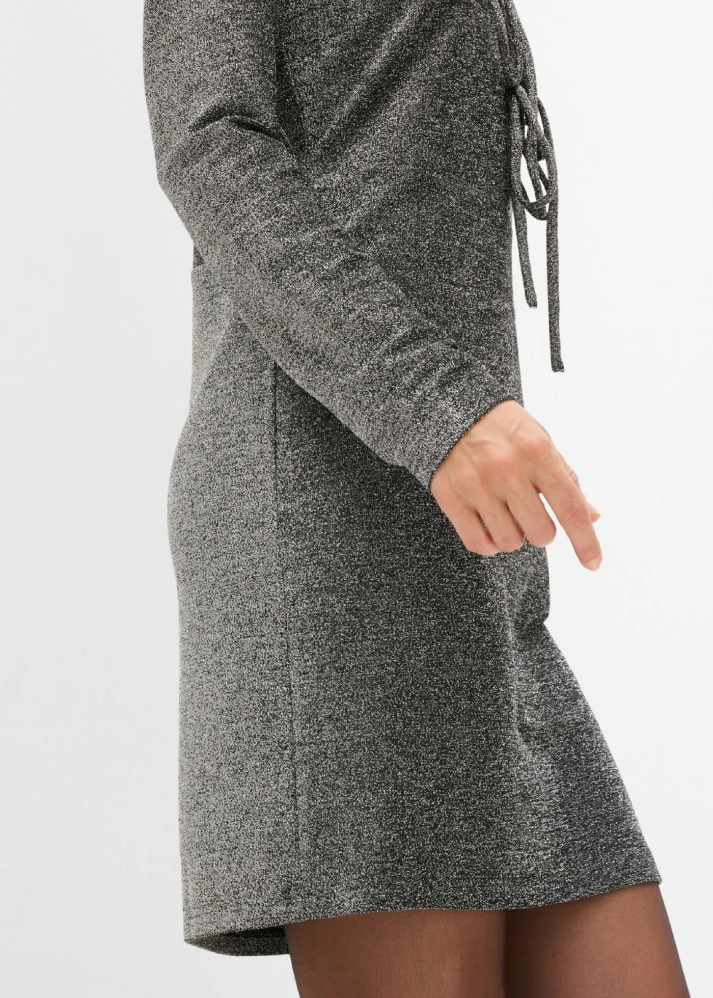 bonprix bonprix Vestido corto con material brillante y detalle de lazo Negro-plata Discount