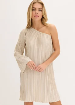 bonprix bonprix Vestido corto con plisado Champán Sale