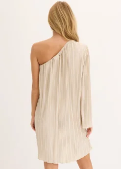 bonprix bonprix Vestido corto con plisado Champán Sale
