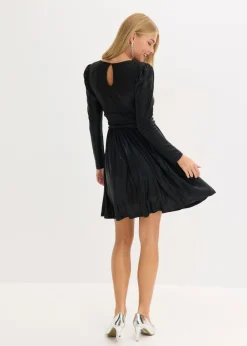bonprix bonprix Vestido corto con purpurina Negro Hot