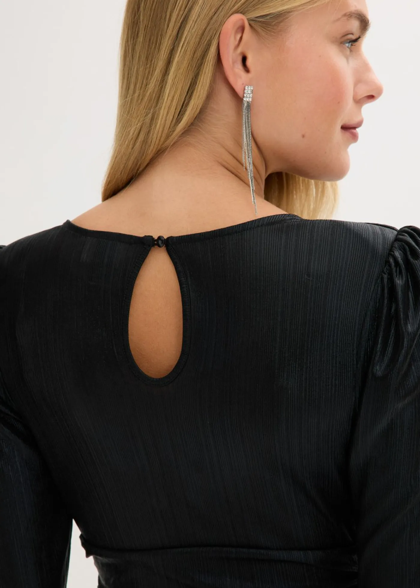 bonprix bonprix Vestido corto con purpurina Negro Hot