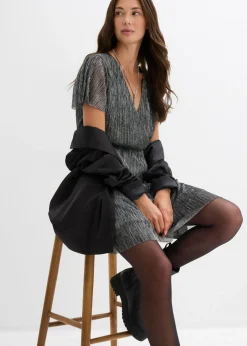 bonprix bonprix Vestido corto con purpurina Plata Online