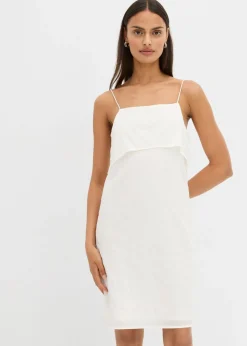 bonprix bonprix Vestido corto con un bonito bordado de lentejuelas blanco perla Online