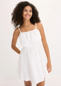 bonprix bonprix Vestido corto de algodón orgánico puro Blanco Online