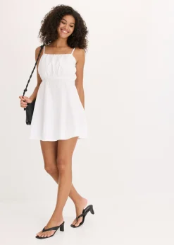 bonprix bonprix Vestido corto de algodón orgánico puro Blanco Online