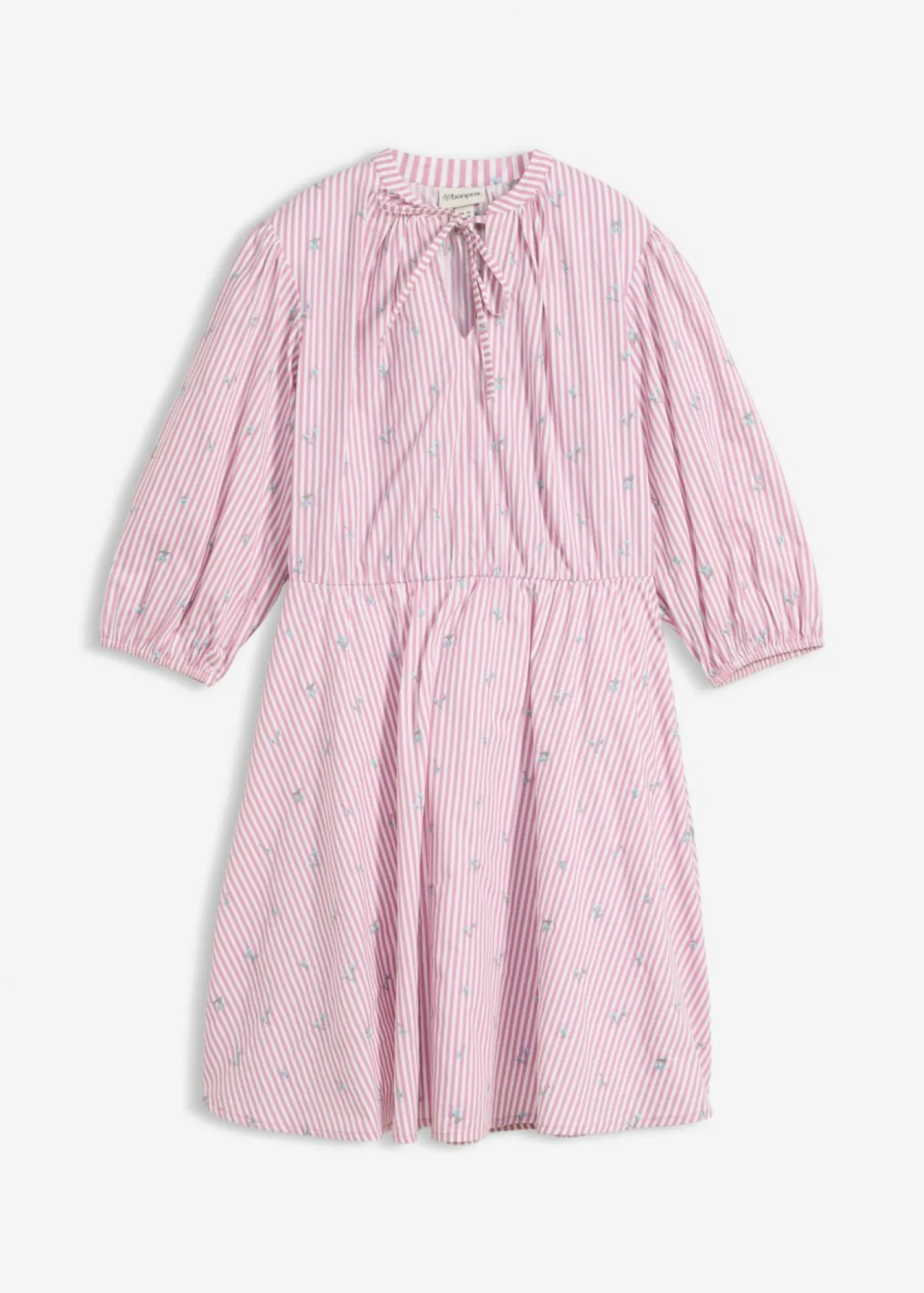 bonprix bonprix Vestido corto de algodón puro malva-blanco con rayas