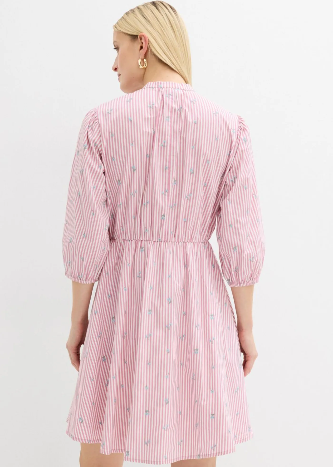 bonprix bonprix Vestido corto de algodón puro malva-blanco con rayas
