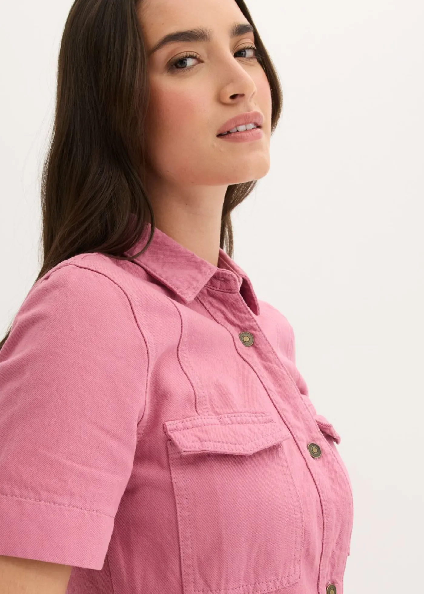 bonprix bonprix Vestido corto de algodón puro Malva Sale