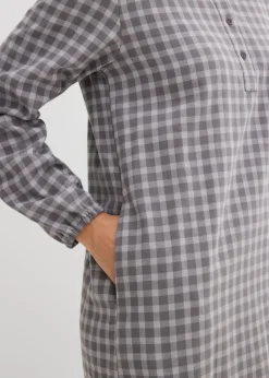 bonprix bonprix Vestido corto de algodón puro gris ahumado-gris sombra a cuadros Sale