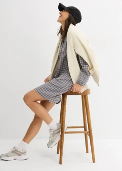bonprix bonprix Vestido corto de algodón puro gris ahumado-gris sombra a cuadros Sale
