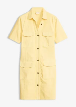 bonprix bonprix Vestido corto de algodón puro Amarillo claro New