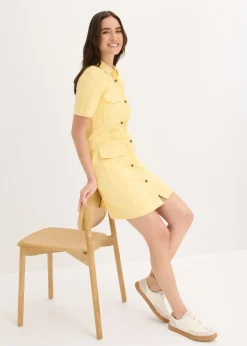 bonprix bonprix Vestido corto de algodón puro Amarillo claro New