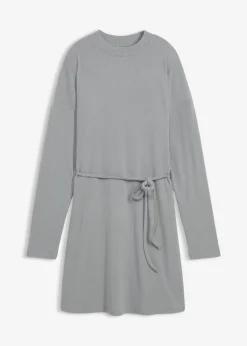 bonprix bonprix Vestido corto de canalé Gris-blanco Outlet