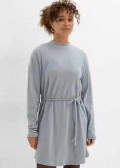 bonprix bonprix Vestido corto de canalé Gris-blanco Outlet