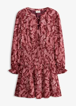 bonprix bonprix Vestido corto de crepé estructurado Rojo rubí paisley Outlet