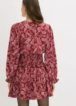 bonprix bonprix Vestido corto de crepé estructurado Rojo rubí paisley Outlet
