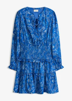 bonprix bonprix Vestido corto de crepé estructurado Azul ártico paisley Discount