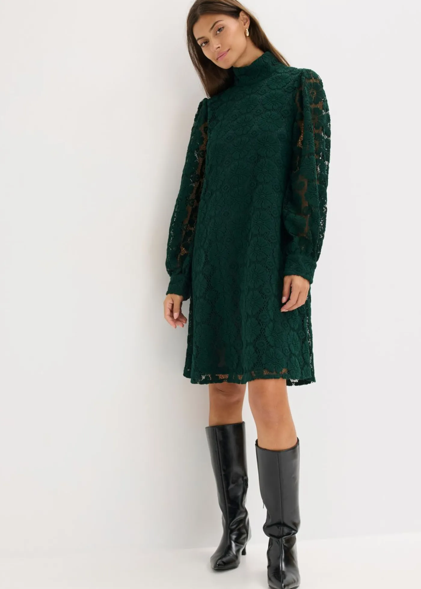 bonprix bonprix Vestido corto de encaje Verde oscuro Hot