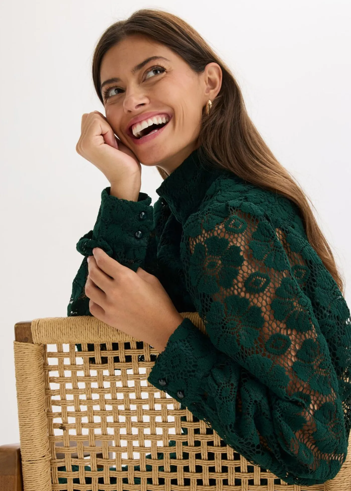 bonprix bonprix Vestido corto de encaje Verde oscuro Hot