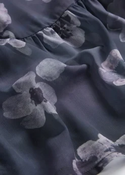 bonprix bonprix Vestido corto de gasa gris oscuro con flores