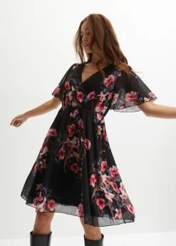 bonprix bonprix Vestido corto de malla Negro con flores Best