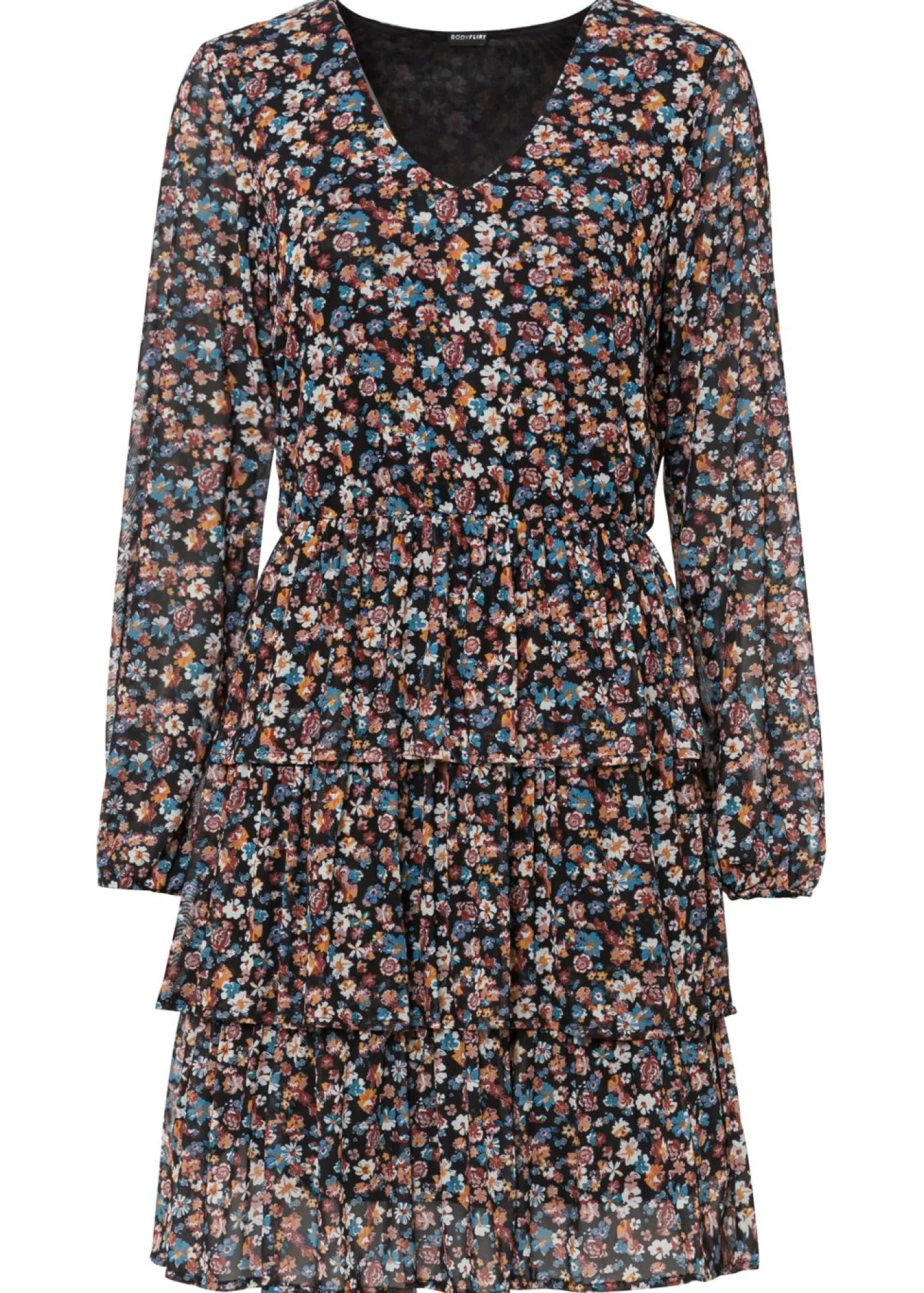 bonprix bonprix Vestido corto de malla Negro de flores Clearance