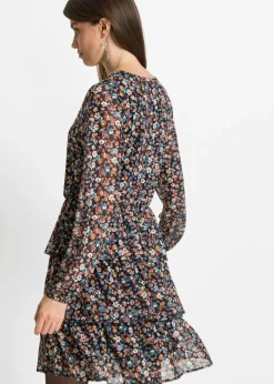 bonprix bonprix Vestido corto de malla Negro de flores Clearance