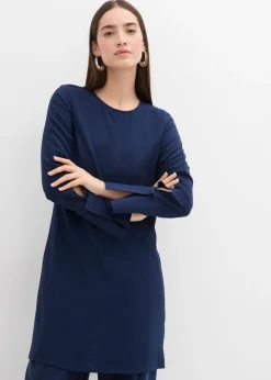bonprix bonprix Vestido corto de material estructurado Azul marino New