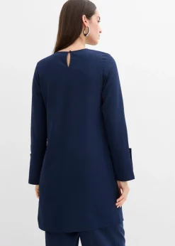 bonprix bonprix Vestido corto de material estructurado Azul marino New