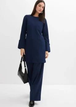 bonprix bonprix Vestido corto de material estructurado Azul marino New