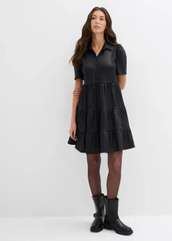 bonprix bonprix Vestido corto de material brillante Negro Outlet